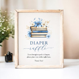 Blue Storybook Baby Show Diaper Raffle Game Poster