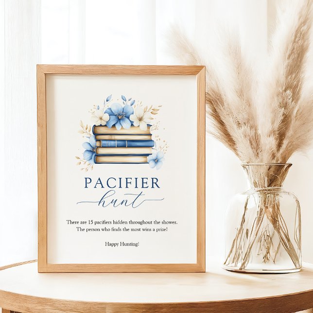Blue Storybook Baby Show Pacifier Hunt Game Sign Poster (Skapare uppladdad)