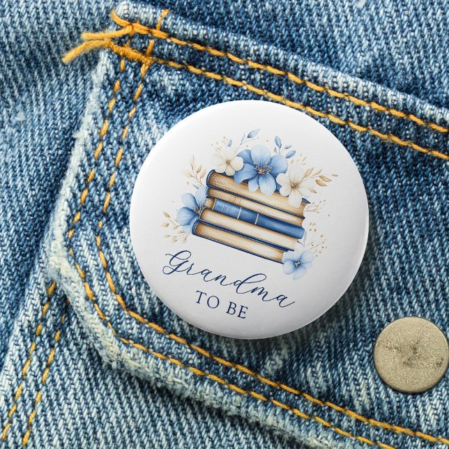 Blue Storybook Baby Shower Grandma To Be Button Knapp (Skapare uppladdad)
