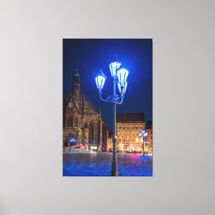 Blue street ljus i Nürnberg, Tyskland Canvastryck