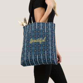 Blue Stripe Beautiful Tote av Poet Adiela Akoo Tygkasse