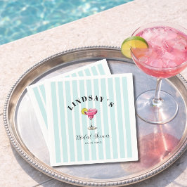 Blue Stripe Cocktail Bröllopsdusch Pappersservett