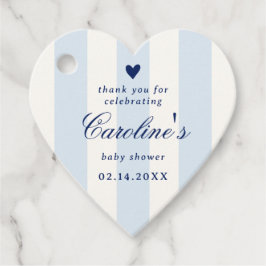 Blue Stripe Heart Valentine Baby Shower Gåvor Etiketter