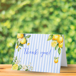 Blue Stripe Lemons Baby Shower Thank You Card Tack Kort