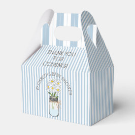 Blue Stripe Mason Burk med Flowers Baby Shower Presentaskar