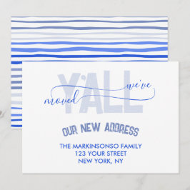 Blue Stripe Moving Announcement Inbjudningar