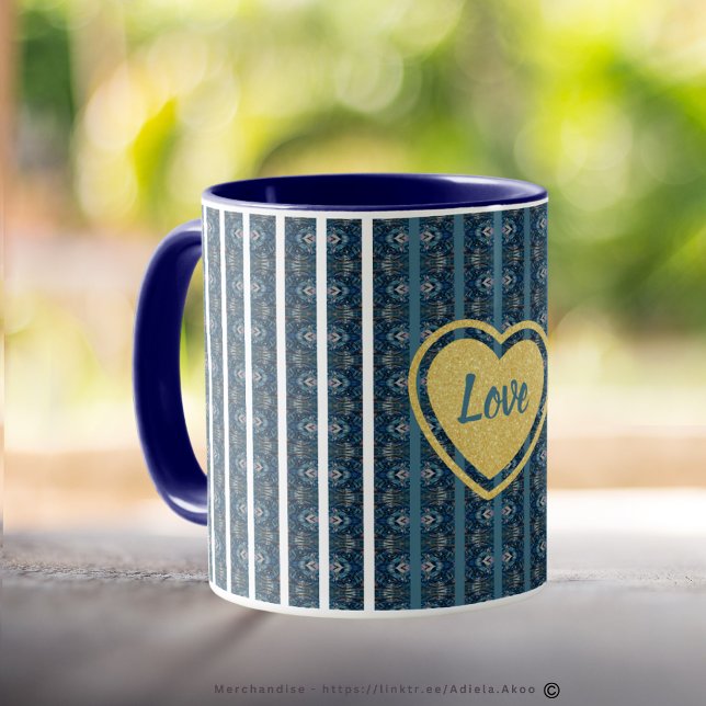 Blue Stripe Mugg av Poet Adiela Akoo (Blue Stripe Love Mug designed by Poet Adiela Akoo. Browse my store 4 more cool finds & gr8t buys now)