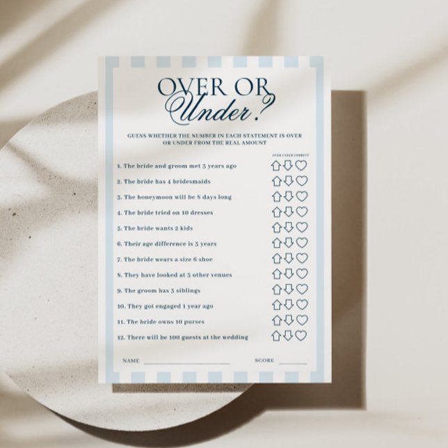 Blue Striped Over or Under Card Inbjudningar (Skapare uppladdad)