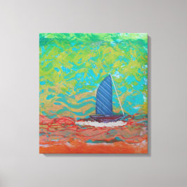 Blue Striped Sail Stretched Canvas Print