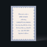 Blue Striped Scalloped Coastal Modern Baby Shower Inbjudningar<br><div class="desc">This baby shower invitation features classic blue stripes with a sweet scalloped frame and handwritten style lettering. The timeless design feels fresh and charming, perfect for celebrating a new baby with friends and family. Personalize the invitation with the parent’s name, shower details, and registry information. Ideal for a spring or...</div>