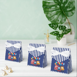 Blue Striped Truck Birthday Theme Favor Box Presentaskar