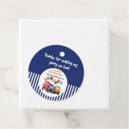 Blue Striped Truck Birthday Theme Gåvor Etiketter