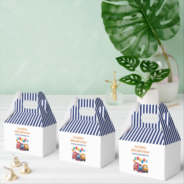 Blue Striped Truck Birthday Theme Presentaskar (Multipel)