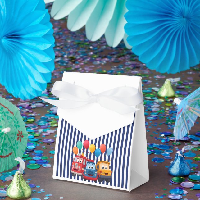 Blue Striped Truck Birthday Theme Presentaskar (Part)