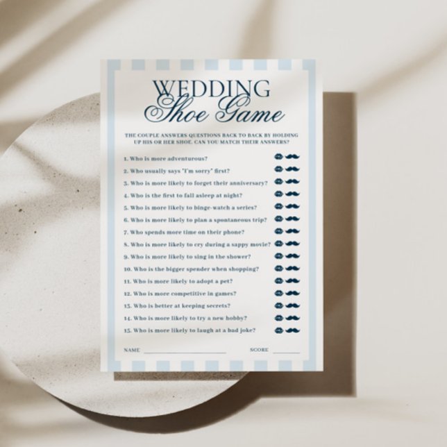 Blue Striped Wedding Show Game Card Inbjudningar (Skapare uppladdad)