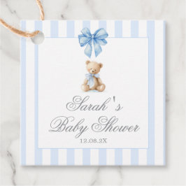 Blue Stripes Bear Baby Shower Favor Tags Gåvor Etiketter