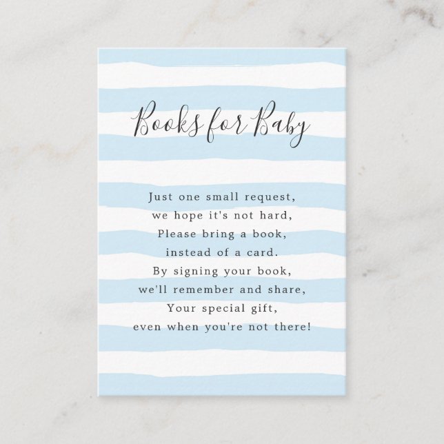 Blue Stripes Books for Baby, baby shower Tilläggskort (Framsida)