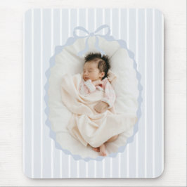 Blue Stripes Bow Frame Custom Photo Mousepad Musmatta