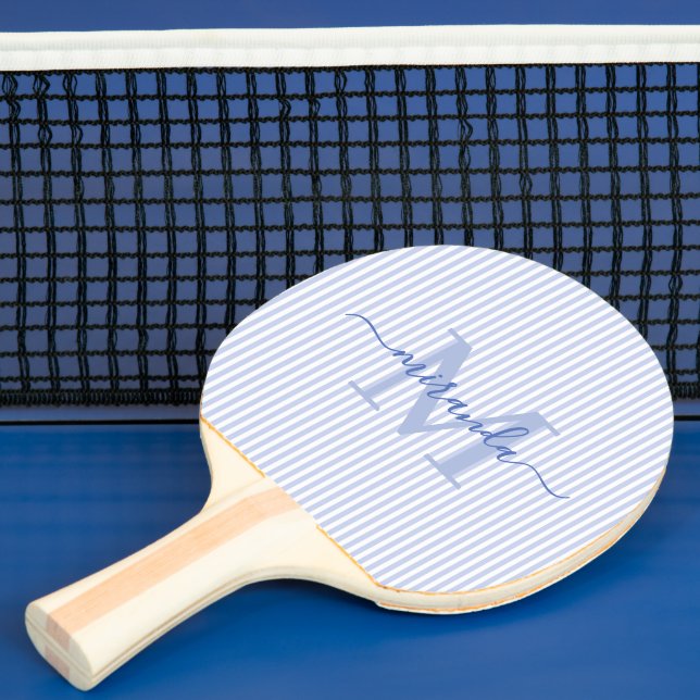 Blue Stripes Monogram Name Pingisracket (Insitu)