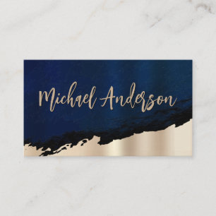 Blue Struktur Golden Metallic Brushed Visitkort