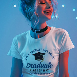 Blue Student Anpassningsbar 2025 Studenten Kvinnor T Shirt