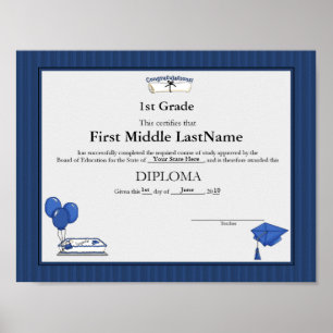 Blue Student Homeschooler Diploma Poster