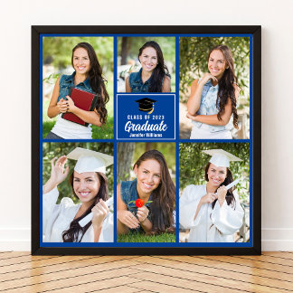 Blue Student Photo Collage Studenten Square Poster