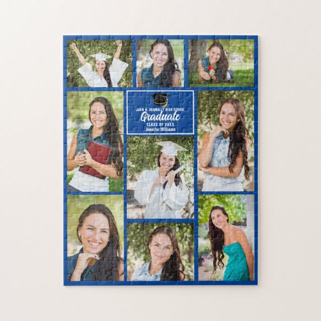 Blue Student Senior Photo Collage 2023 Studenten Pussel (Vertikal)