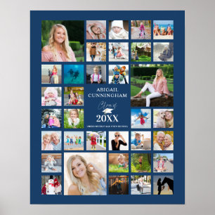 Blue Studenten 35 Photo Collage Class Year Poster