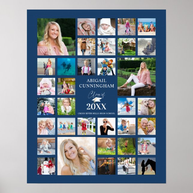 Blue Studenten 35 Photo Collage Class Year Poster (Framsidan)