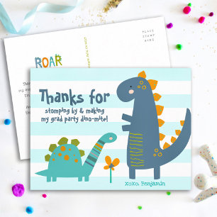 Blue Studenten Dinosaurs Boy Kawaii Tack Vykort