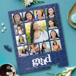 Blue Studenten K-12 Photo Collage Modern Bold Pussel<br><div class="desc">Var stolt, gladd och visa den här milstolpen av din favoritgrad. Skapa den här eleganten, enkelt, modernt, personlig high school studenten K - 12 fotosamlingpussel för en keepsaké som du alltid uppskattar. En roligt, en lekfull bild av fet, grafisk, vit typografi, tillsammans med deras namn, klassår, skola och 13 foton...</div>