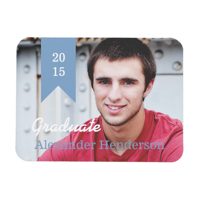 Blue Studenten Photo Announcement Magnet (Horisontell)