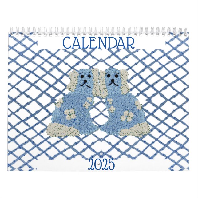 Blue Stviddshire Hundar Lattice Trellis Kalender (Omslag)