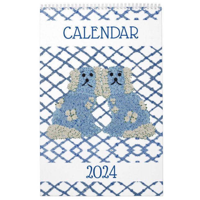 Blue Stviddshire Hundar Lattice Trellis Kalender (Omslag)