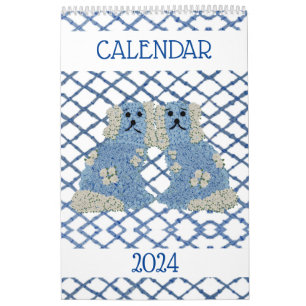 Blue Stviddshire Hundar Lattice Trellis Kalender