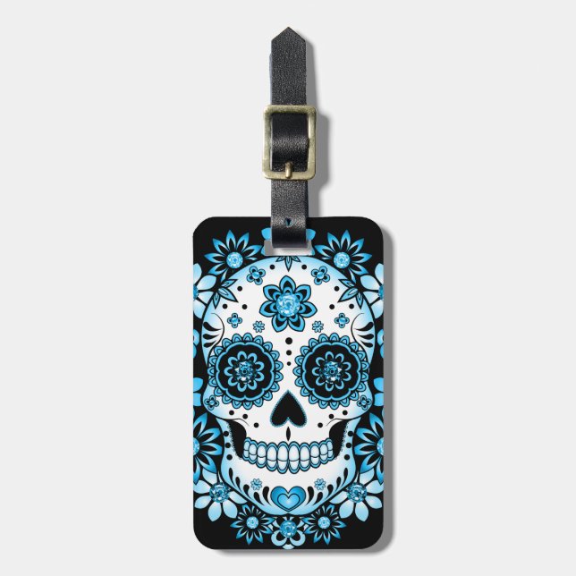 Blue Sugar Skull Bagagebricka (Vertikal Framsida)