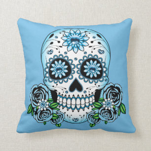 Blue Sugar Skull Kudde