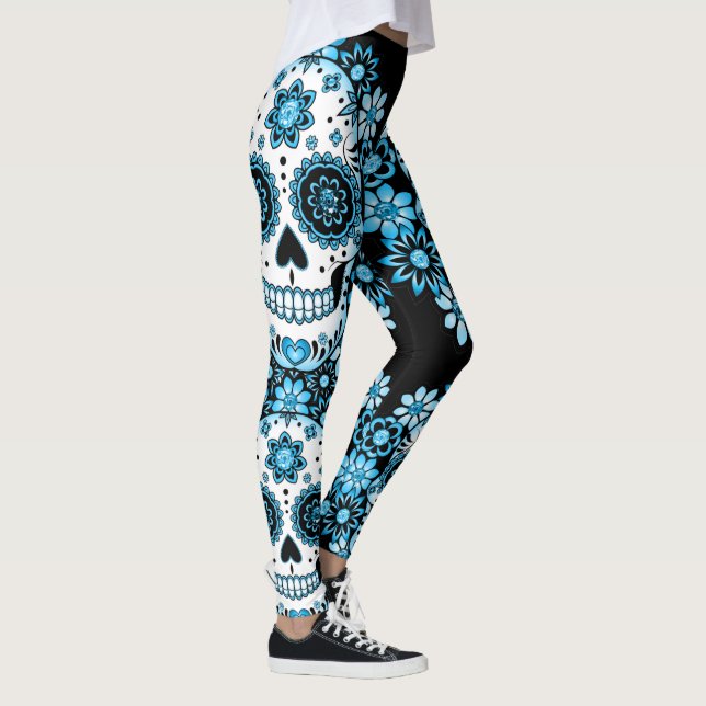 Blue Sugar Skull Leggings (Höger)