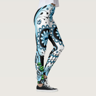 Blue Sugar Skull Leggings