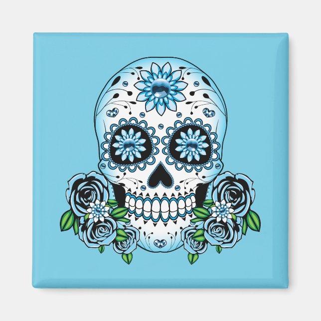 Blue Sugar Skull Magnet (Framsidan)