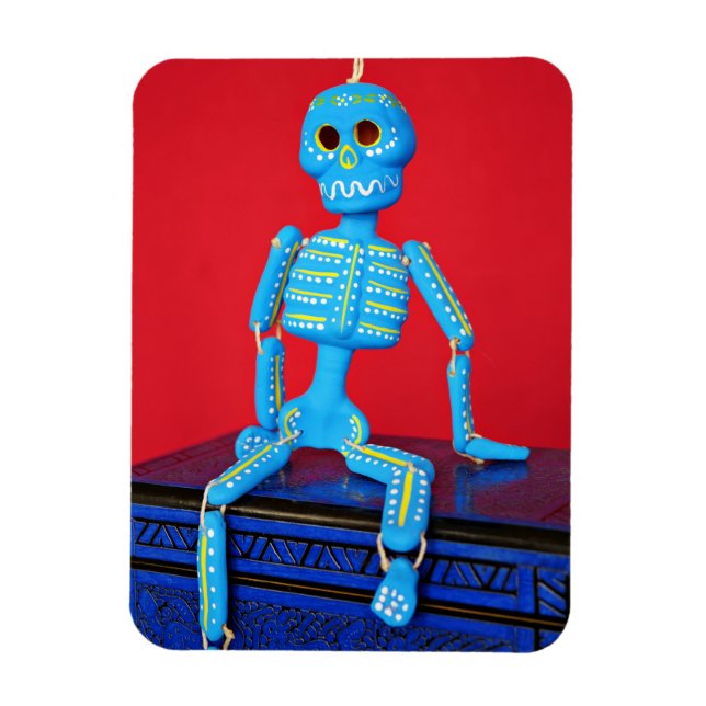 Blue Sugar Skull Skeleton Magnet (Vertikal)