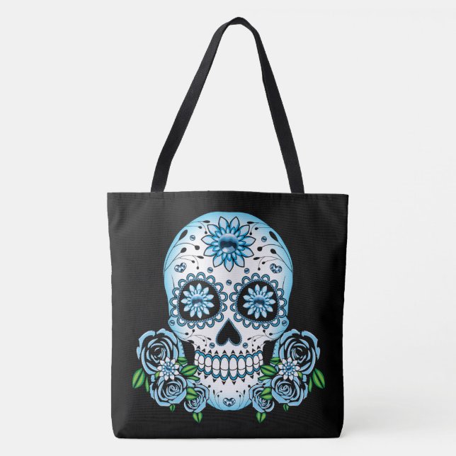 Blue Sugar Skull Tygkasse (Framsida)