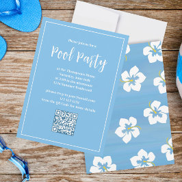 Blue Summer Tropical Blommigt Anpassningsbar Party Inbjudningar