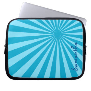 Blue Sunburst "Add Your Name" (lägg till ditt namn Laptop Sleeve