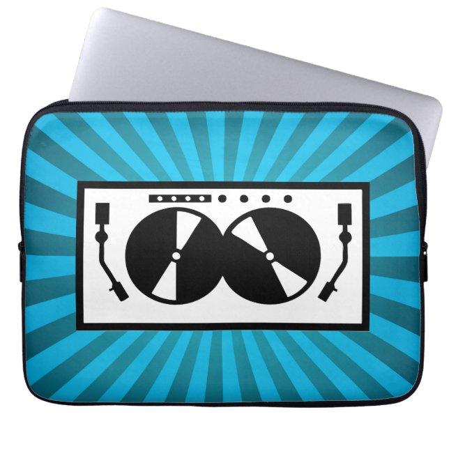 Blue Sunburst DJ Turntable Music Laptop Fodral (Framsidan)