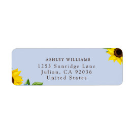 Blue Sunflower Themed Return Stickers Returadress Etikett