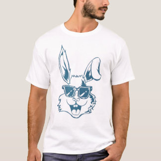 Blue Sunglass Bunny Line Art T Shirt