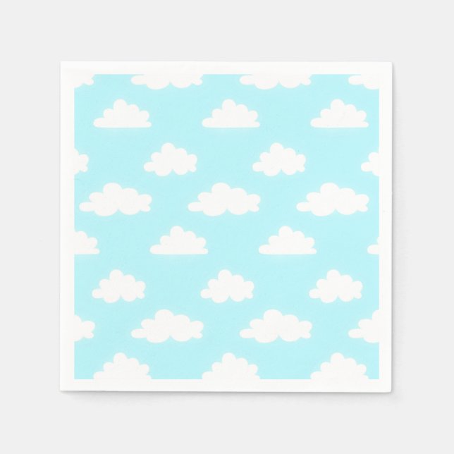 Blue Sunny Sky with Clouds Design Paper Napkins Pappersservett (Framsidan)