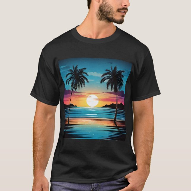 Blue Sunset Beach Tee - Tranquil Shoreline in Twil (Framsida)